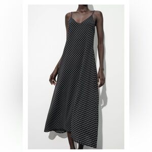 ZARA POLKA DOT FLOWY LONG DRESS